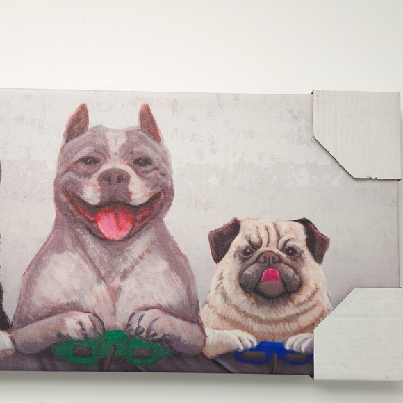 Dogs Playing Video Games Canvas Wall Art- 8 x 23 - Picture 3 of 5